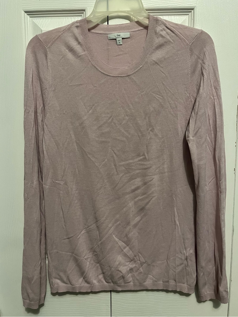 GAP Long-Sleeve Crewneck Top - Light Pink
